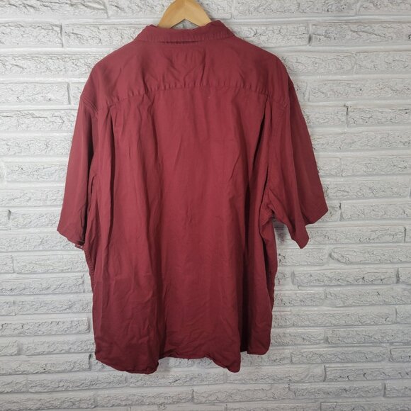 Wrangler Mens Shirt 3XL Short Sleeve Button Up Cotton Blend Rust Red RED10E - Picture 5 of 8